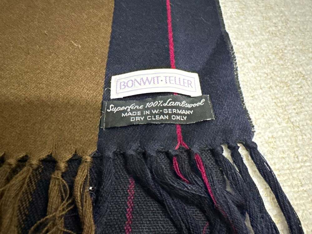 Vintage Bonwit Teller Superfine 100% Lambswool Scarf — Made in W. Germany